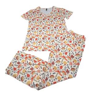 PrinStory Mushroom Pajama Pants Set Women's Medium Cottagecore Sleepwear